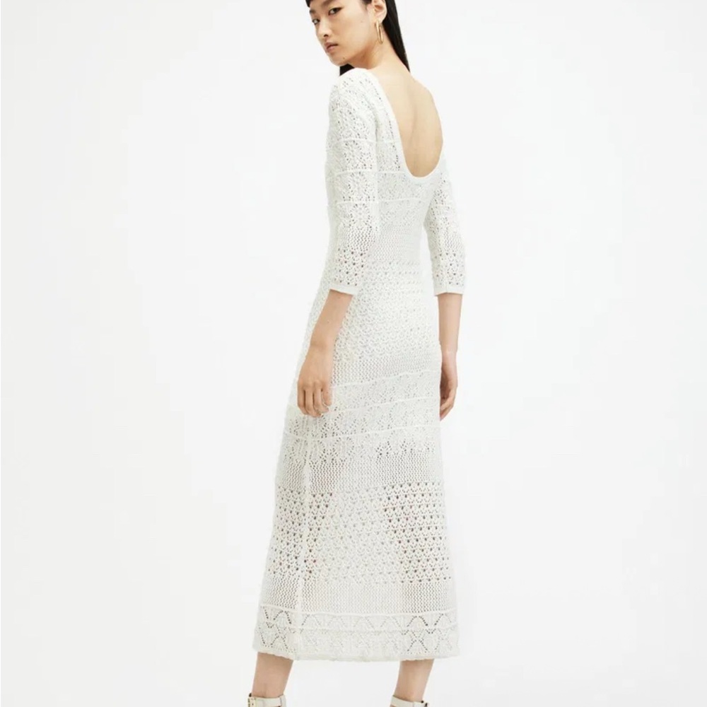AllSaints White Lace Midi Dress - Picture 2 of 7